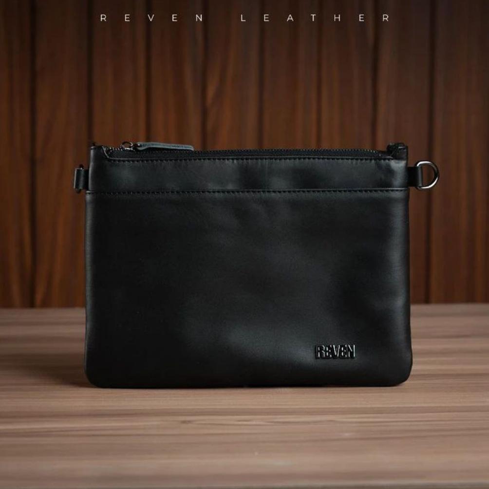Reven Leather Adam Handbag - Tas Tangan Pria Clutch Cowok Bahan Kulit Sapi Asli Premium Original