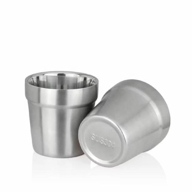 Gelas Stainless 2 Lapis 7 cm Gelas Korea