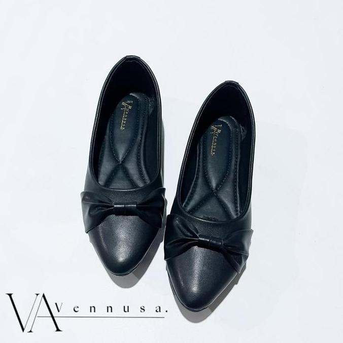 Scarpe- Vennusa Sepatu Nita Flatshoes/Flatshoes Nita Hitam/Flatshoes Kerja Karet