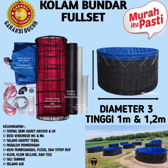 READY STOCK TERPAL KOLAM BUNDAR FULLSET D3 X T1 | D3 X T1,2 TINGGAL PASANG LENGKAP
