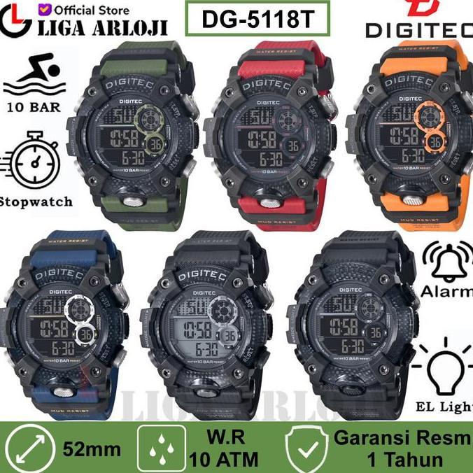 Orologi- Ditec Dg-5118T Jam Tangan Pria Dital Rubber 5118 Dg5118