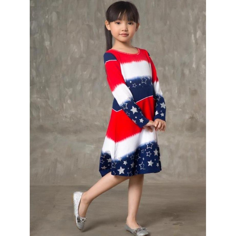Little X eight Girl Pamela Dress - Gaun Anak Motif Bintang - baju lebaran anak