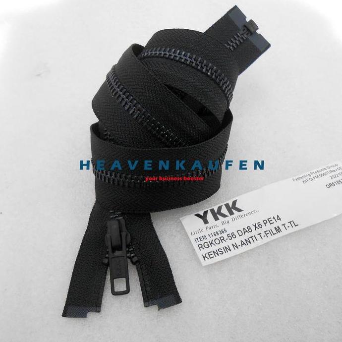 RESLETING ZIPPER RITSLETING JAKET YKK 60 CM ATAU 24 INCH SET OPEN END WARNA HITAM - BLACK OXIDES MET