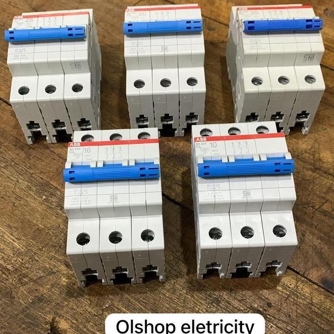 dwislyshop- MCB 3 Phase ABB Original PLN 10A 16A 20A 25A 35A Diskon
