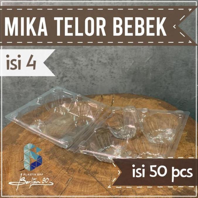 Bebasaja- ( 1 Pack 50 Pcs ) Mika Tray Telur Bebek 4 Butir - Mika Telur 4 Butir - Mika Telur Bebek 4 