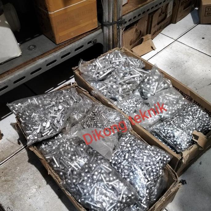 Paku Keling Alumunium M4 x 10mm-Paku Keling 4mm Panjang 10mm (1000pcs)