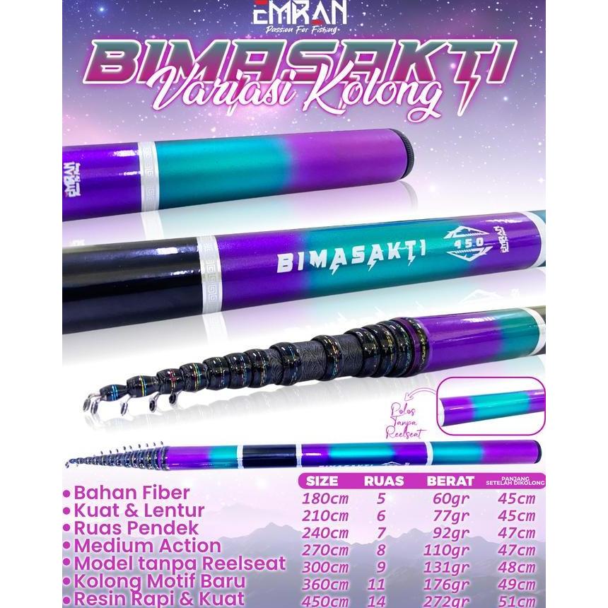 Pancing Tegek Murah Kolong Ring Tanpa Reel Seat EMRAN Bimasakti Fiber