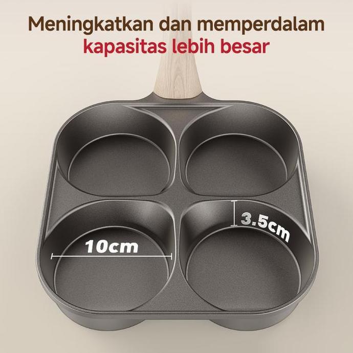 MODOFO Cetakan Telur Wajan Anti Lengket Wajan Kecil Wajan Telur 4 Lubang Cetakan Telur Ceplok Cetaka