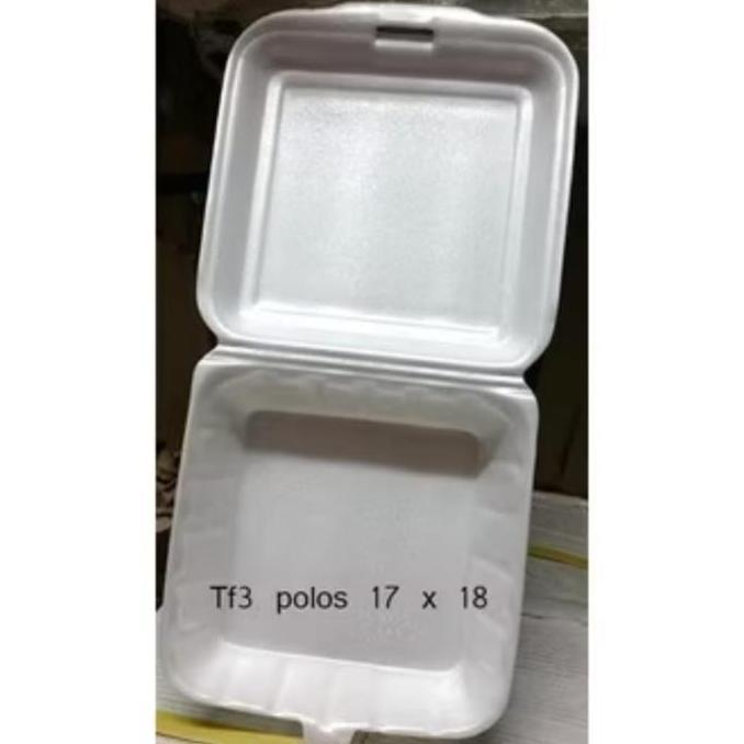 Garansi- Box Gabus Tf3 Kotak Makan Polos Nasi Per 100 Pc Styrofoam Sterofoam