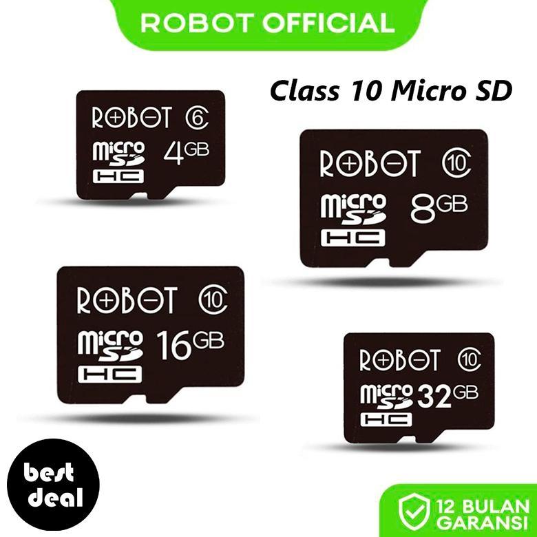 ROBOT Micro SD TF 4GB / 8GB / 16GB / 32GB Memory Card Kartu Memori HP Tablet Class 10 Original - Gar
