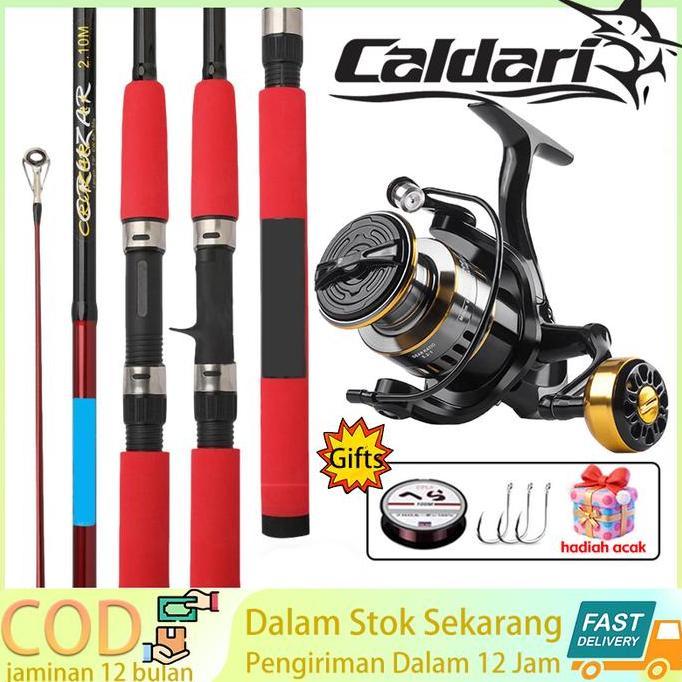 Caldari Joran Pancing Carbon 1.8-3M Ultra Light - Set Spinning Baitcasting Fiber Karbon Untuk Air Ta