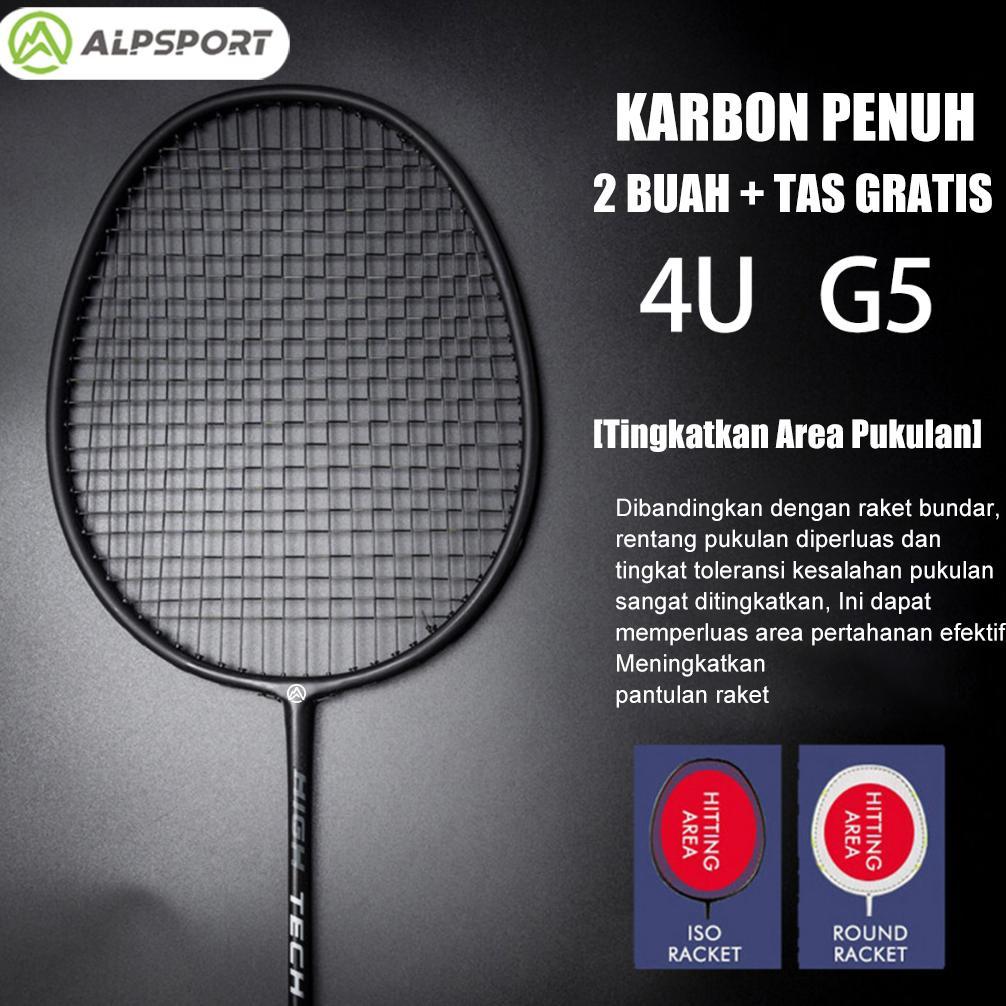 EXCLUSIVE ALPSPORT RR 2Raket + Tas 4U G5 100% Serat Karbon Penuh Desain Asli 22-28Lbs T800 Raket Bul