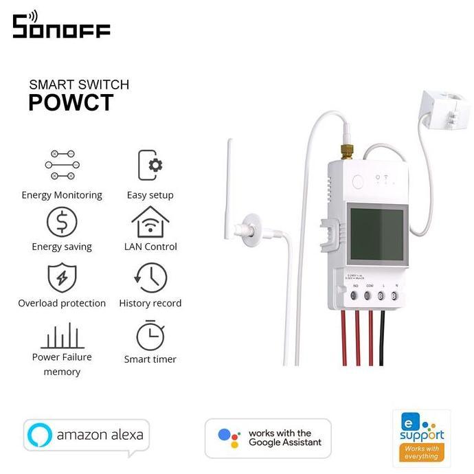 monicstar.id- Sonoff Smart Switch POWCT POW Ring 100A Smart Power Meter Energy Monitoring Smart Swit