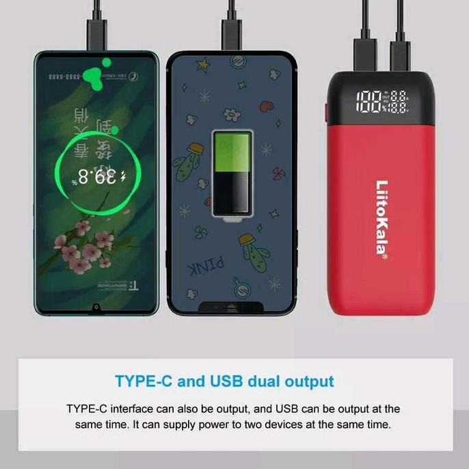 Lii-MP2 CHARGER POWERBANK PORTABLE USB C 18650 21700 PD QC 3.0