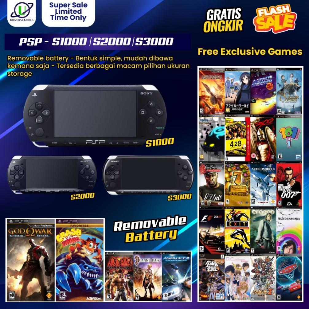 PSP Sony Second Hen 3000 / 2000 / 1000 - Konsol Game Genggam 8 Gb / 16 Gb / 32 Gb Like New Full Game