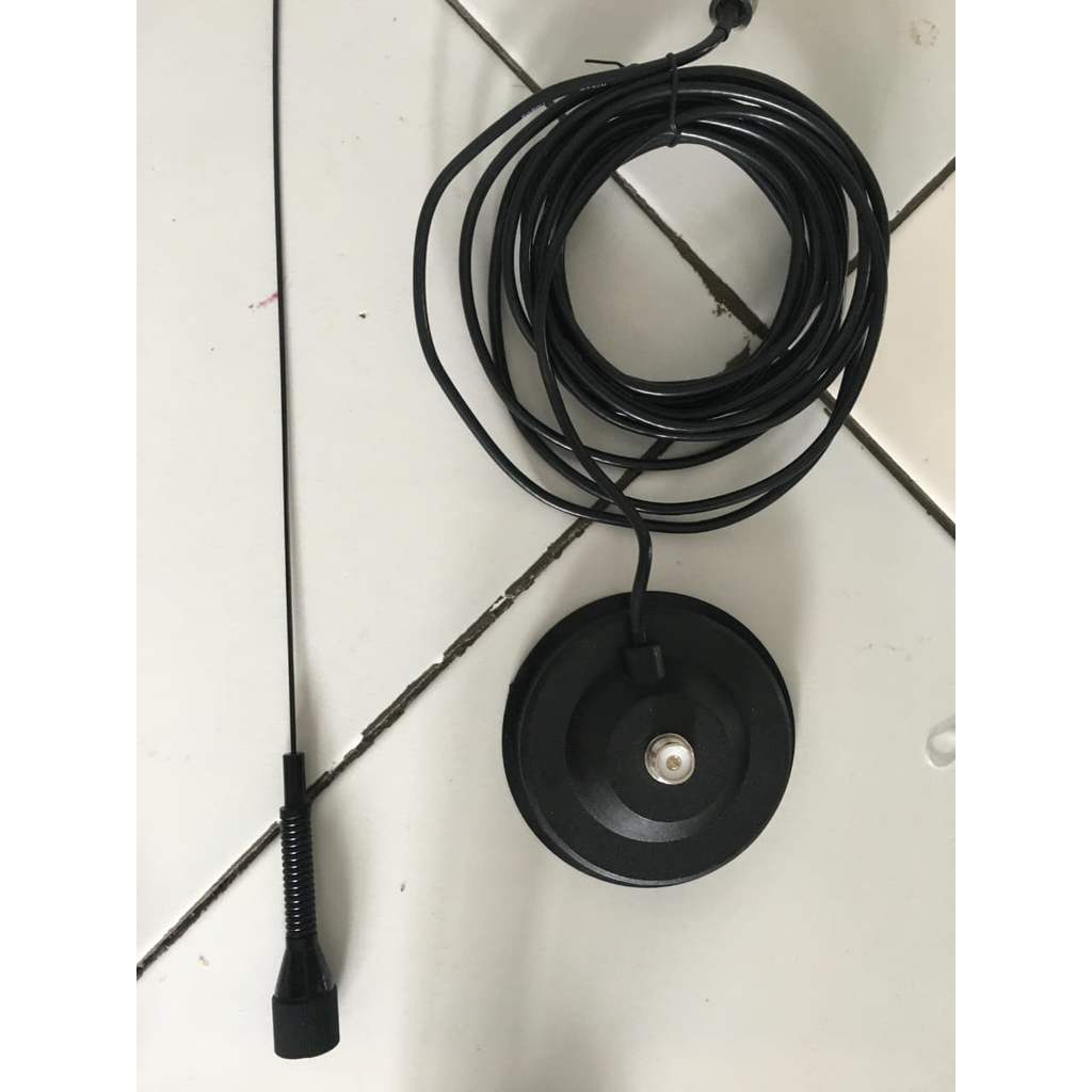 Antena dan braket antena || Radio RIG || Paket Hemat Antena Mobil VHF Bracket Magnet Konektor BNC to