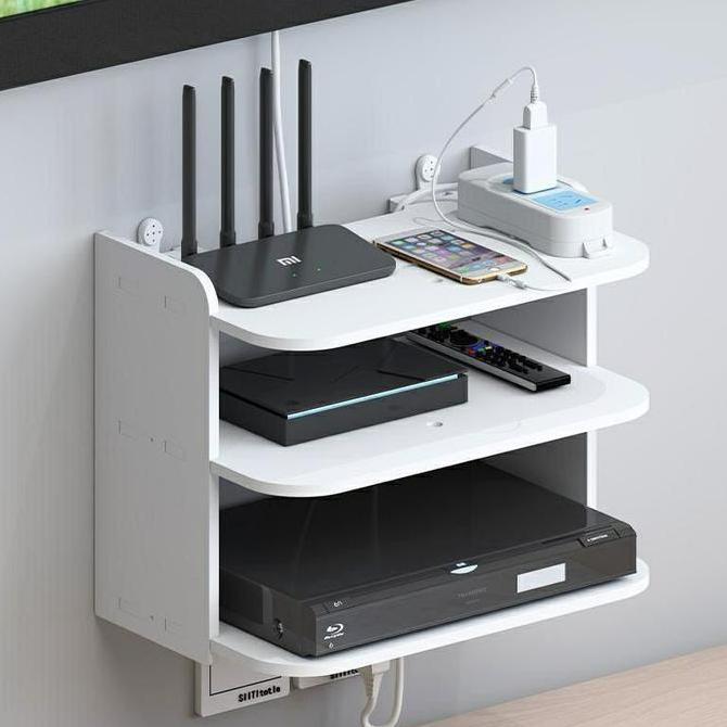 Rak Dinding Gantung Set Top Box TV Router Wifi dan DVD player 3 Susun