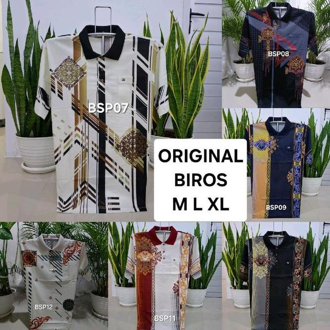 New- Kaos Biros Bsp01-Bsp3, Kaos Biros Size M L Xl Katun Berkerah, Motif Batik Bunga Garis