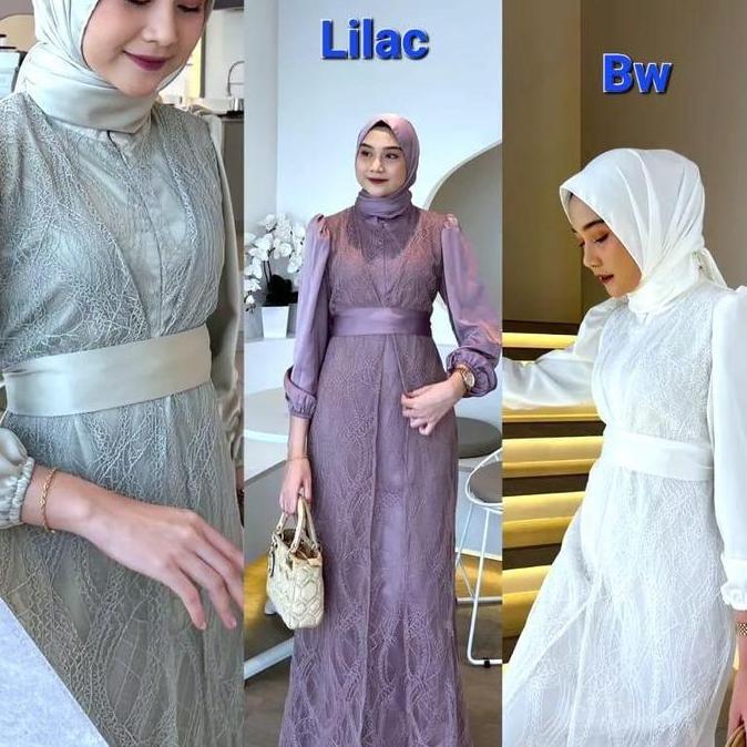 Gamis Yeva Dress Brukat Busui Friendly/ Gamis Elegan Kondangan Pesta Mewah Premium Terkini Gaun Rema