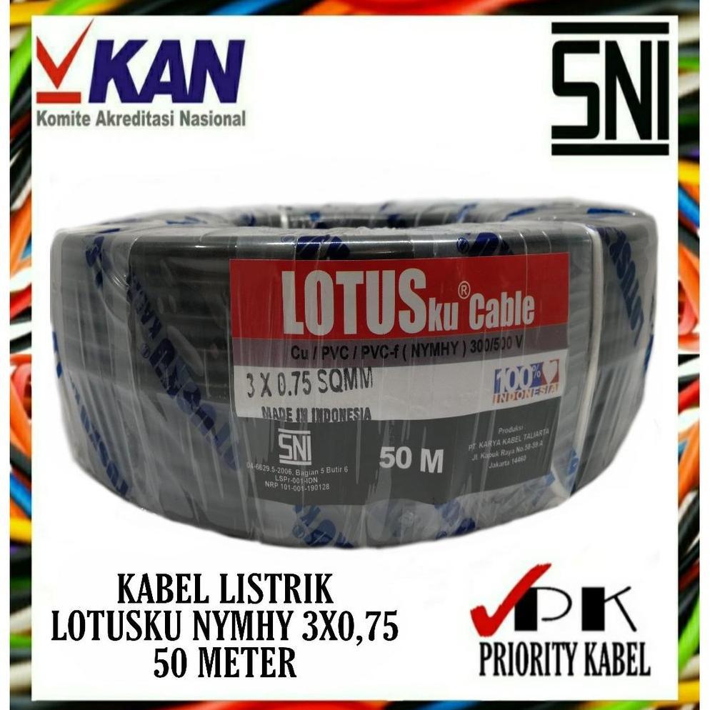 Kabel Listrik Serabut LOTUSku NYMHY 3x0,75 3x0.75 50meter (50m)