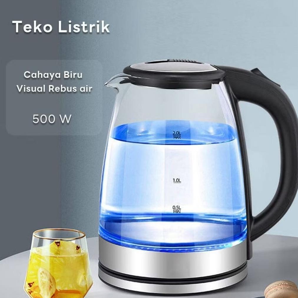 HOT PRODUCT TEKO LISTRIK KACA SQ-604 2 LITER 500 W STAINLESS STEEL PEMANAS AIR ELECTRIC TERMOS PEMAN