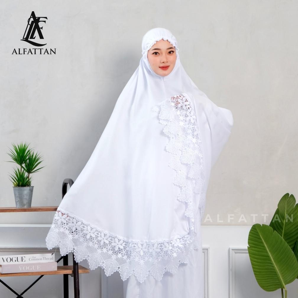 NEW DEALS Mukena dewasa katun premium putih polos renda motif bunga