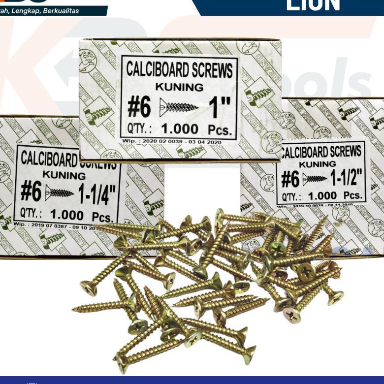 Baut Sekrup Grc Kalsiboard Lion Kuning 6 Mm Calciboard Screws1 Box 1000 Pcs