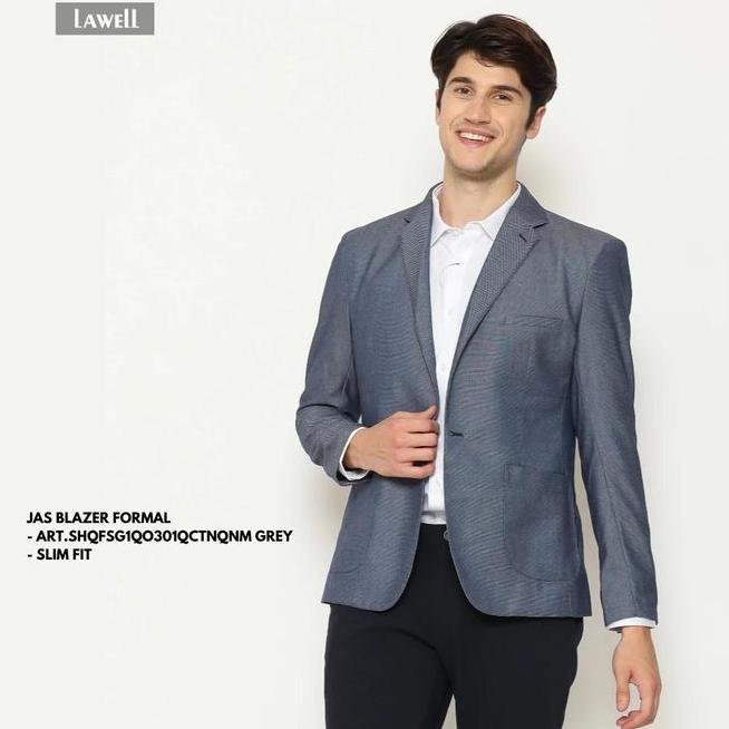 Schoeller Jas Blazer Pria 1 Kancing Hitam Abuabu U Bahan