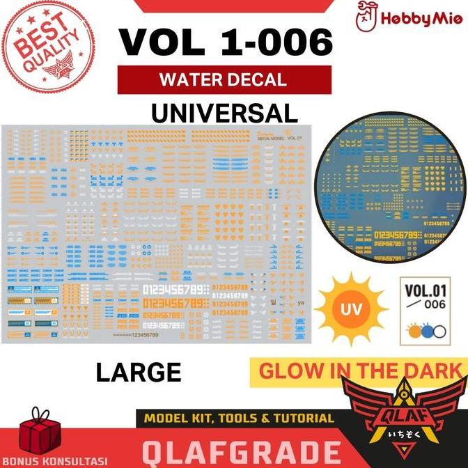 (Good) Water Decal Large VOL 1- 006 GLOW IN THE DARK UV MG HG RG PG - High Res. Water Slide DecalHob