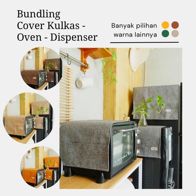 STILETTO LIVING - Bundling Cover Sarung Kulkas Oven Dispenser KOD Polos - Kimmy ( Bundling Taplak pe