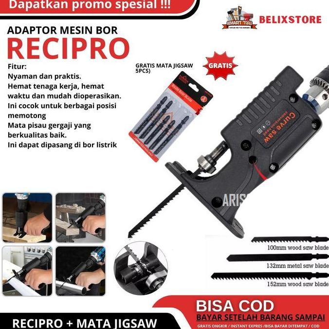 Gergaji Mesin Adapter Jigsaw - Gergaji Mesin Adapter reciprocating Jigsaw adaptor bor ke gergaji