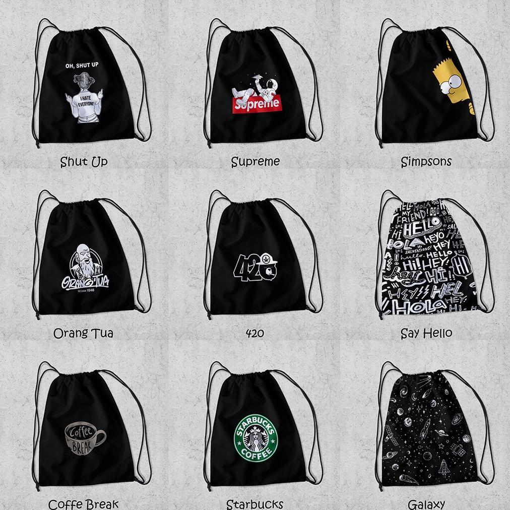 Recommended Tas Serut Stringbag Untuk Olahraga Sekolah Futsal Basket Berenang Tas Serut Waterproof P