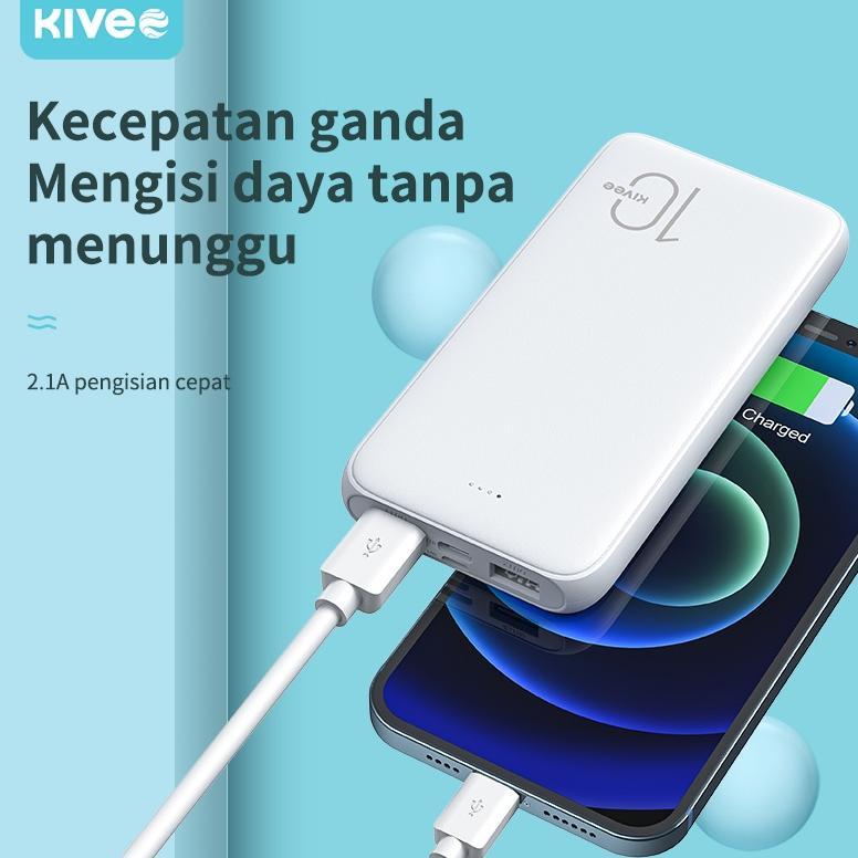 New Kivee Powerbank Mini 10000Mah Portable Dual Usb Output Power Bank Kv-Pt62 Black 100% Universal
