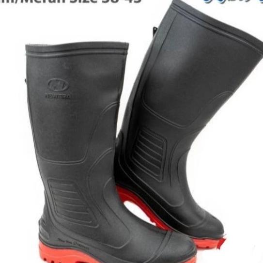 Sepatu Boot New Era Hitam Merah Size 38 - 43 - Sepatu Proyek New Era - Sepatu Boot Panjang New Era