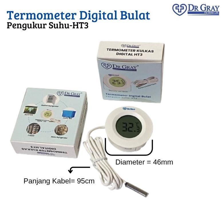 Termometer Digital Dr Gray Bentuk Bulat Lcd Display Pengukur Suhu Ruangan Thermometer Freezer