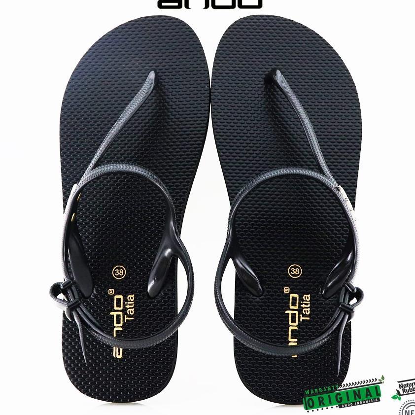 New !!! Ando Tatia Hitam/Emas - Sandal Strapp Wanita Strappy