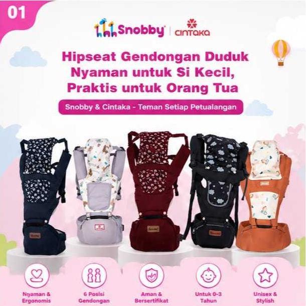 NEW DEALS Gendongan Premium Bayi Snobby Cintaka HIPSEAT 6 Posisi Gendongan Duduk