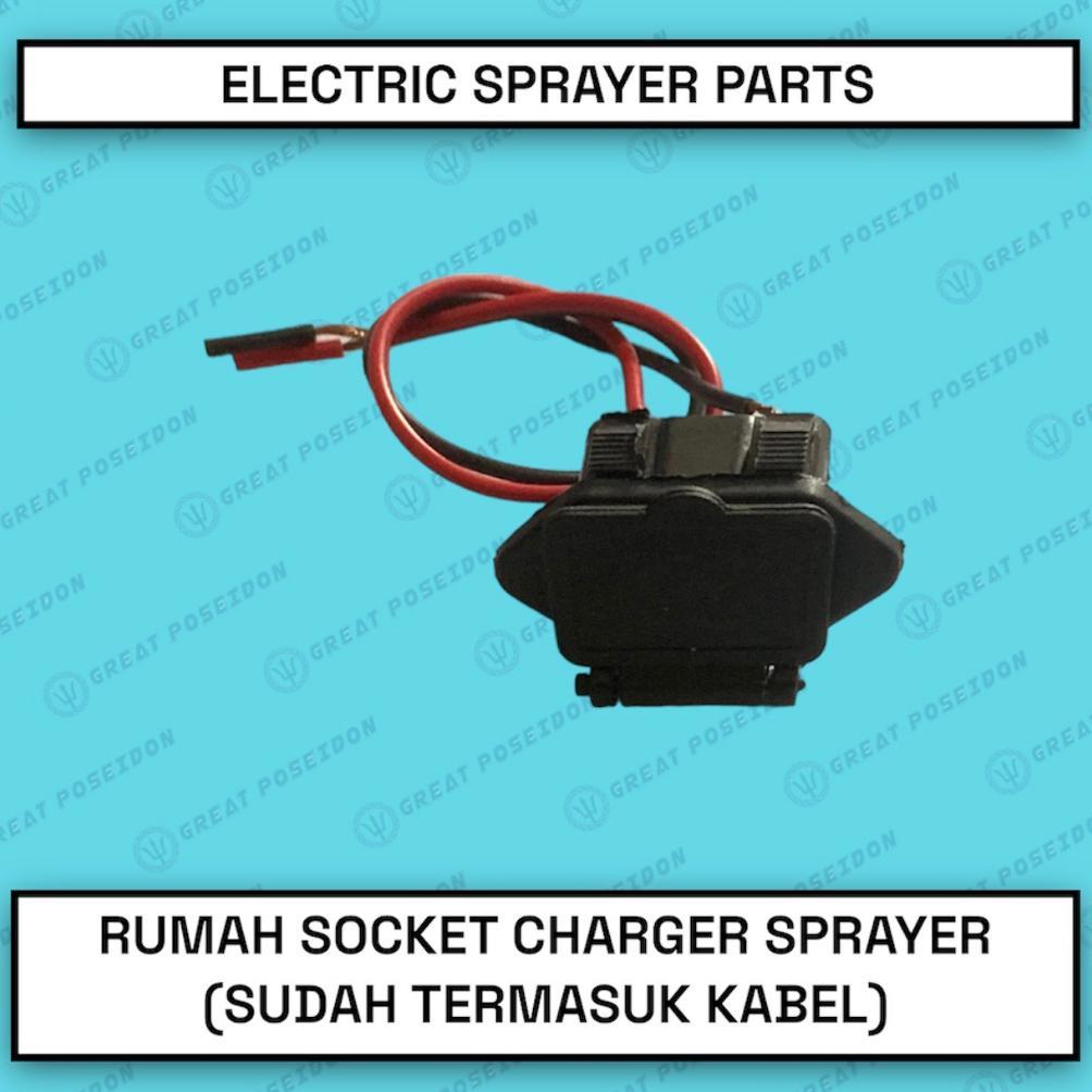 Bisa Cod Bosqu Rumah Charger Sprayer Elektrik Socket Cas Aki Battery Knapsack 3 Pin ><
