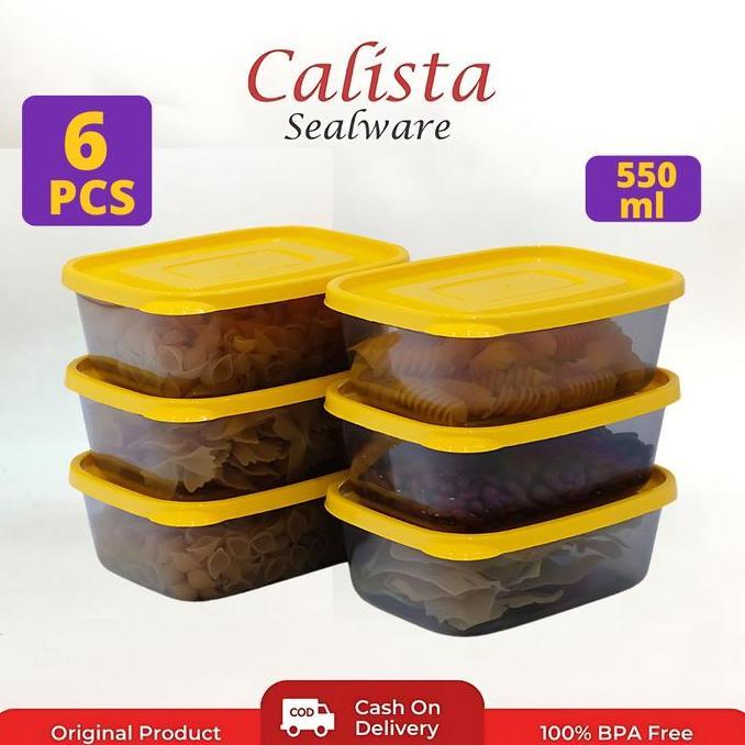 Calista Furano Smoke 6 pcs Set Kecil Ukuran 550 ml Wadah Set Kotak Penyimpanan Cemilan Toples Plasti