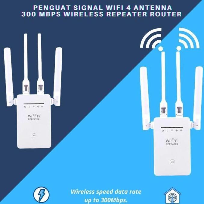 Penguat Sinyal Wifi 4 Antenna 300 mbps Wireless Repeater Router [terbaik]