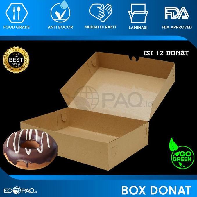 Box Donat - Kotak Donat - Dus Donat Donut - COKLAT- Isi 12