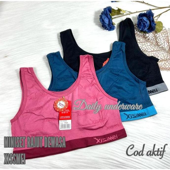 Cute- Isi 6 , Miniset Nita Desa Merk Xissmei, Bahan Rajut, Melarnya Banyak Bh Katun Bra Tipis Busa R