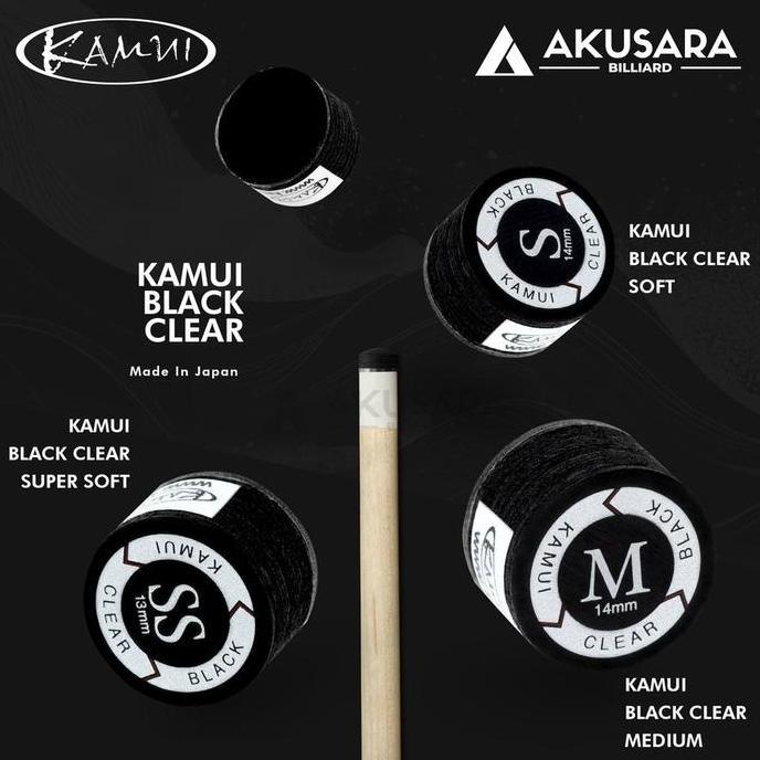 Tip Billiard Kamui Black Clear (Tip Soft S, Medium M, Super Soft SS) Original Stik Billiard