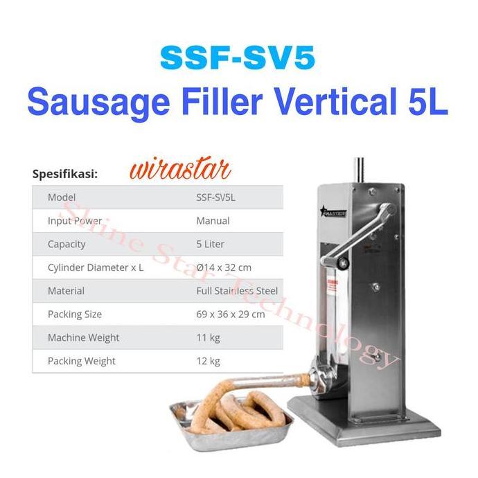 BEBAS ONGKIR - Wirastar Sausage Filler Vertical SSF-SV5 SSF-SV7 Mesin Sosis 5L & 7L