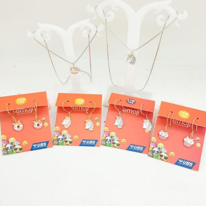 Kalung / Anting Wg Yg Emoji Collection 17K 16K UBS Gold