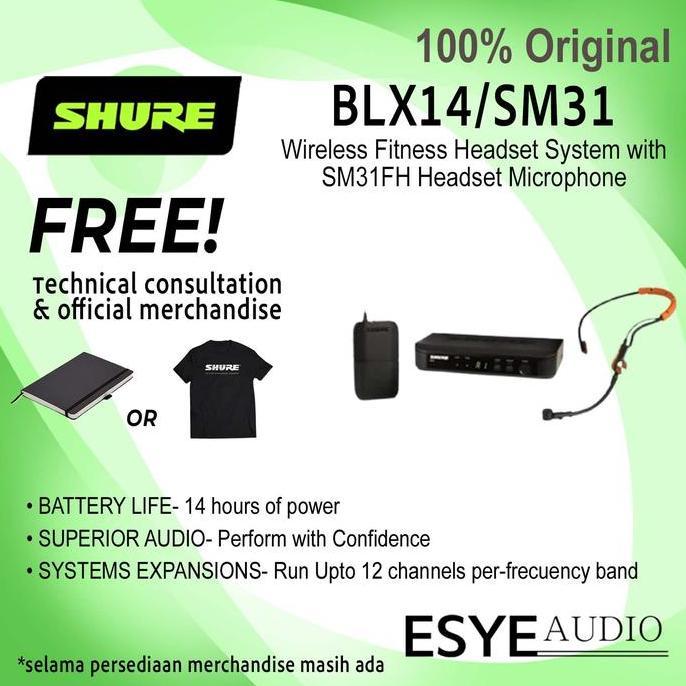 Shure BLX 14 SM 31 BLX14 SM31 Mic Wireless Headset