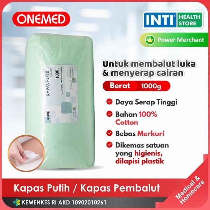 Homebyt- Onemed | Kapas Putih | Kapas Pembalut 1Kg Onemed | Kapas Onemed 1000 G