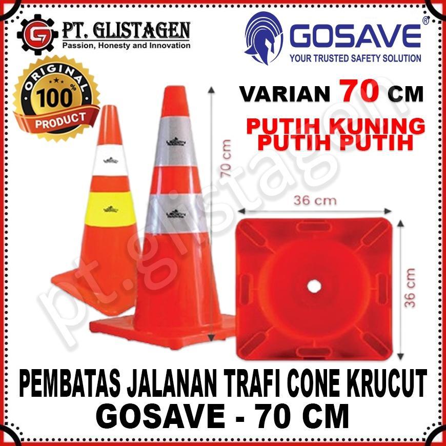 GOSAVE Traffic Cone Safety Rubber Gosave 70cm Kerucut Lalu Lintas 70cm Pembatas Jalanan Lalu Lintas 