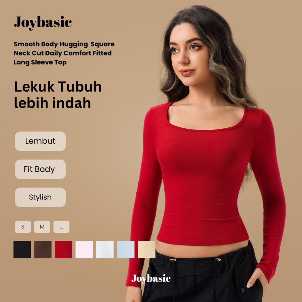 Joybasic - [Soft Sculpt] Square Neck Daily Comfort Fitted Longsleeve