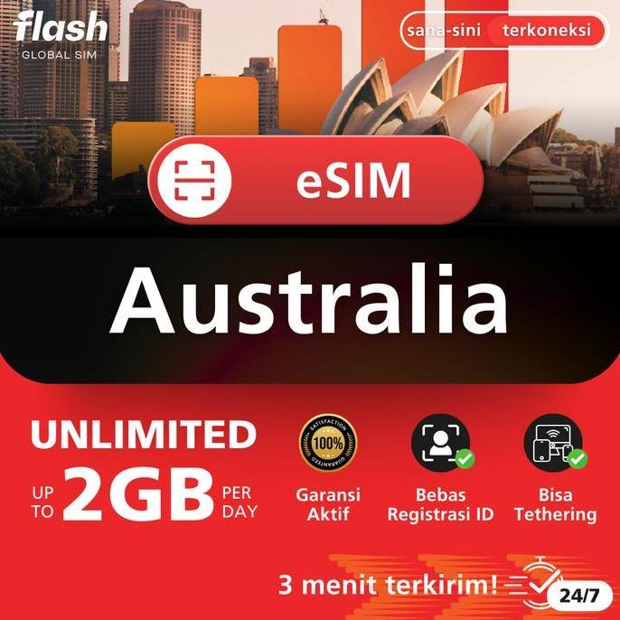 Card - Flash Esim Australia Unlimited Data (Esim Melbourne, Esim Sydney, Esim Perth, Esim Gold Coast